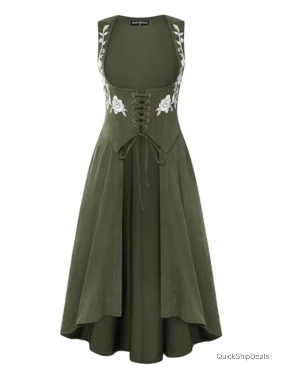 Renaissance Hooded Dress Lace-Up Corset Medieval Costume